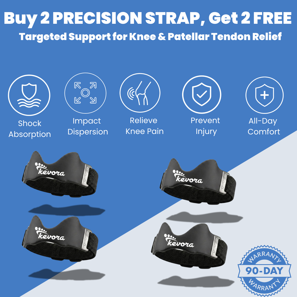 Kevora™ Precision Strap - Adjustable Patellar Tendon Support for Knee Pain Relief