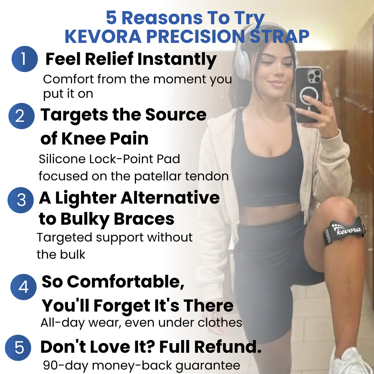 Kevora™ Precision Strap - Adjustable Patellar Tendon Support for Knee Pain Relief