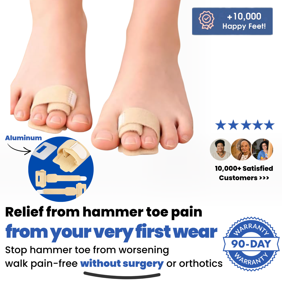 Kevora™  Hammer Toe Corrector with Aluminum Plate - Fabric Buddy Wraps