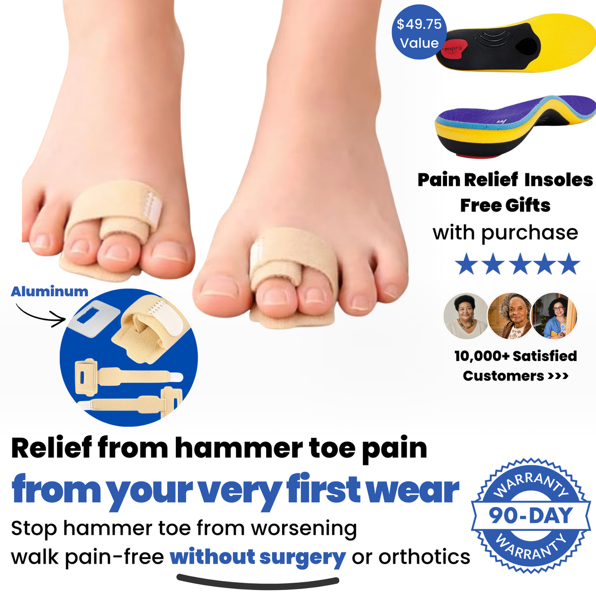 Kevora™  Hammer Toe Corrector with Aluminum Plate - Fabric Buddy Wraps