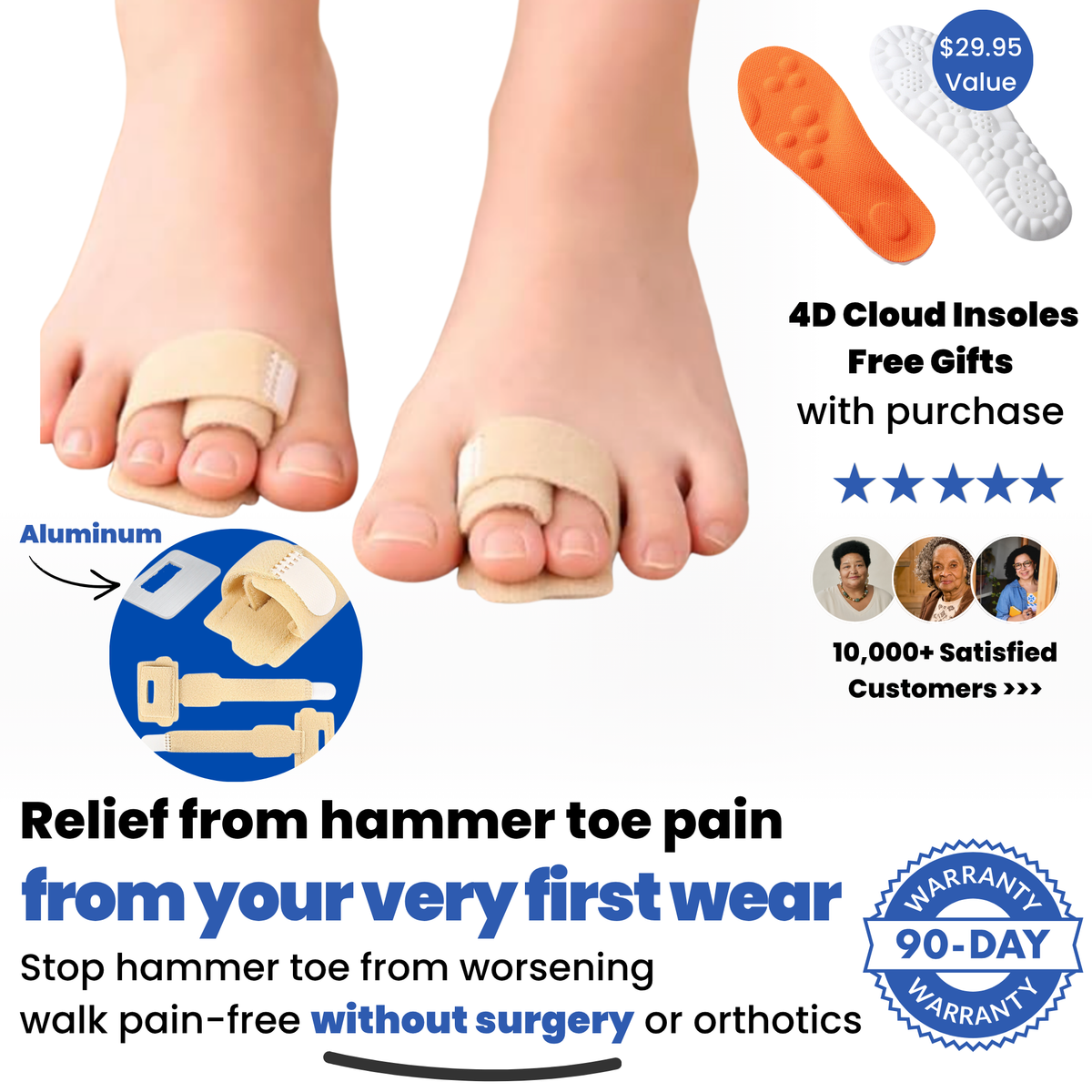 Kevora™  Hammer Toe Corrector with Aluminum Plate - Fabric Buddy Wraps