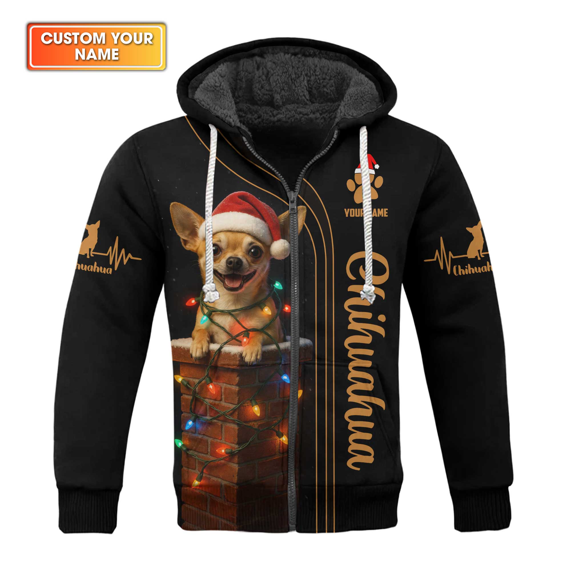 Custom Name Santa Hat Chihuahua Polo, Christmas Chihuahua Hoodie, Chihuahua T Shirt, Funny Cool Chihuahua Shirt