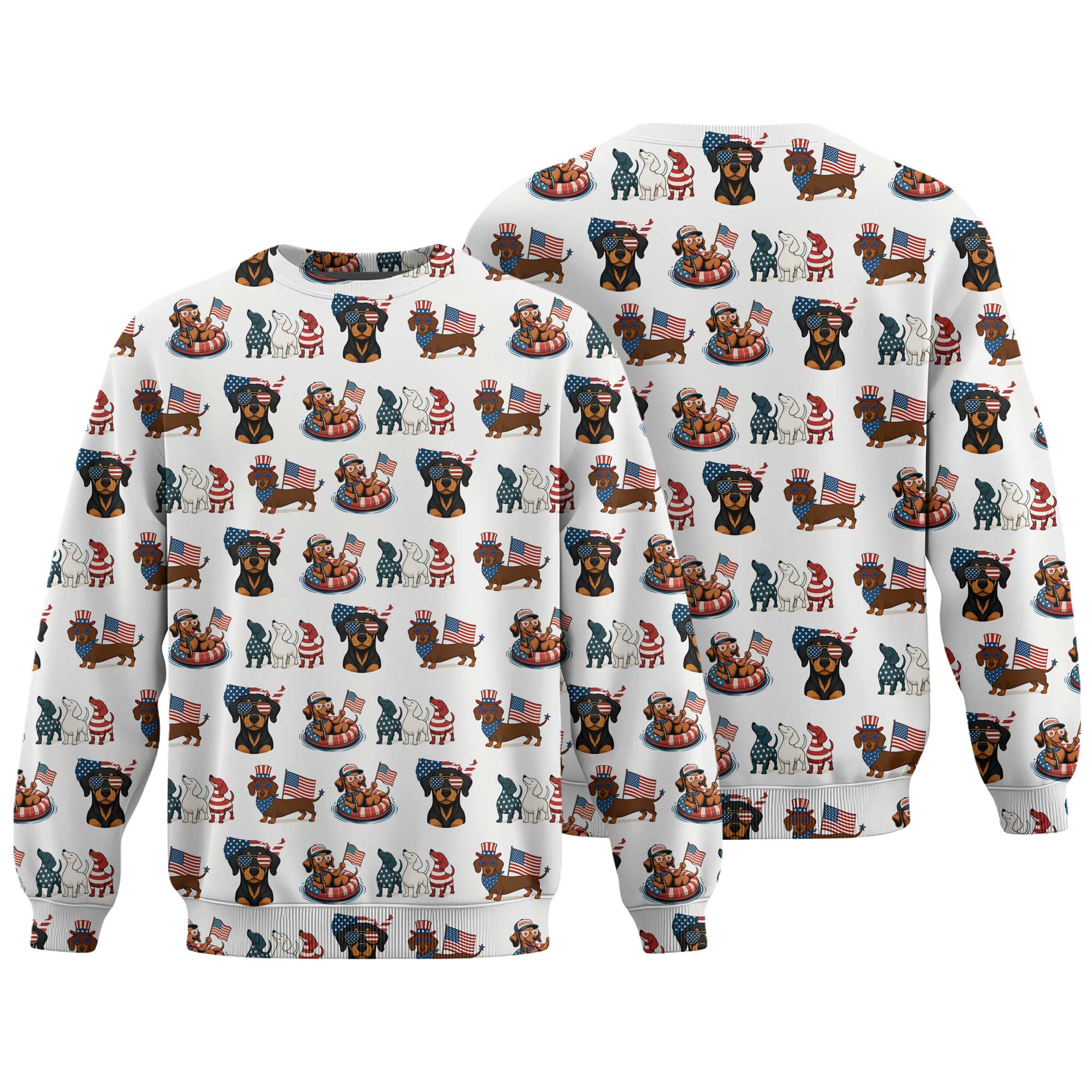 American Flag and Cute Dachshund Pattern Polo, Dachshund Shirt, Wiener Dog T Shirt