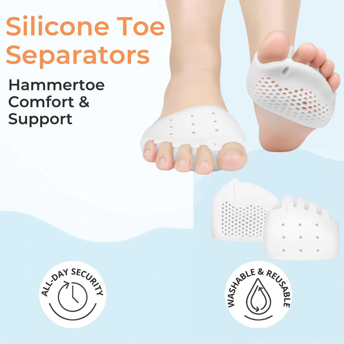 1 Pair Silicone Toe Separators - Hammer Toe Straighteners