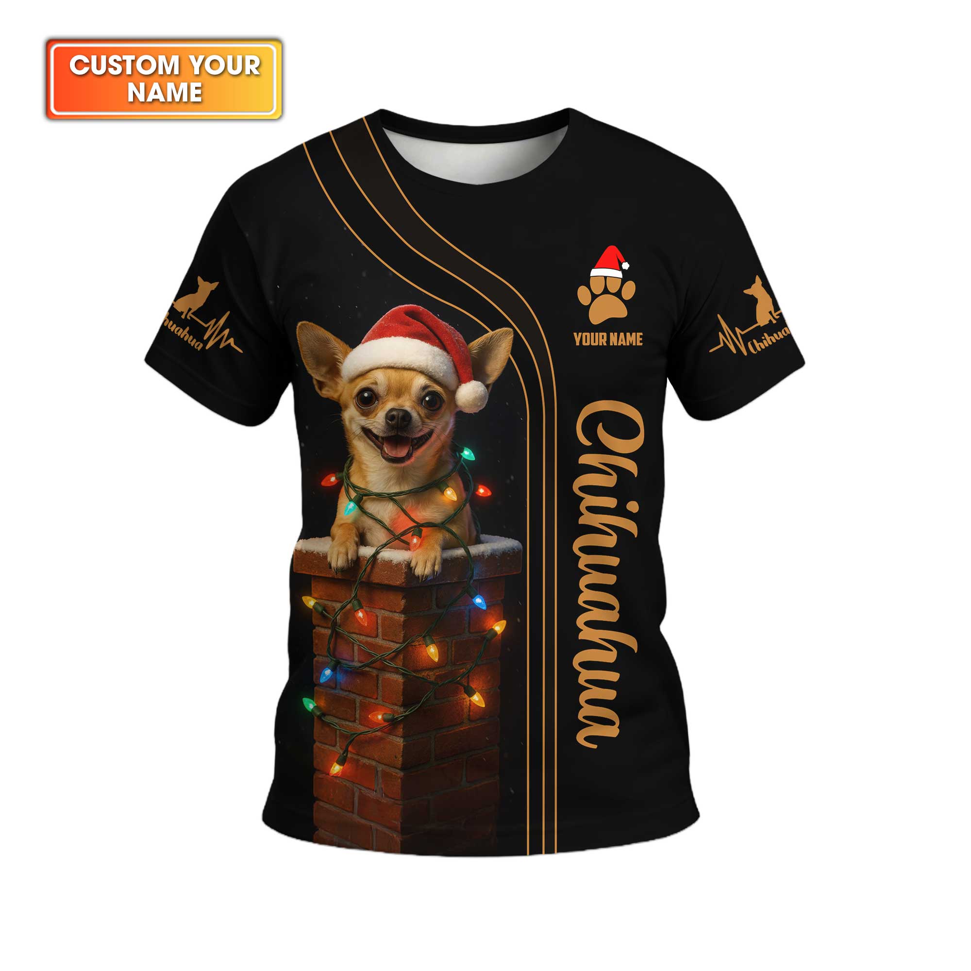 Custom Name Santa Hat Chihuahua Polo, Christmas Chihuahua Hoodie, Chihuahua T Shirt, Funny Cool Chihuahua Shirt