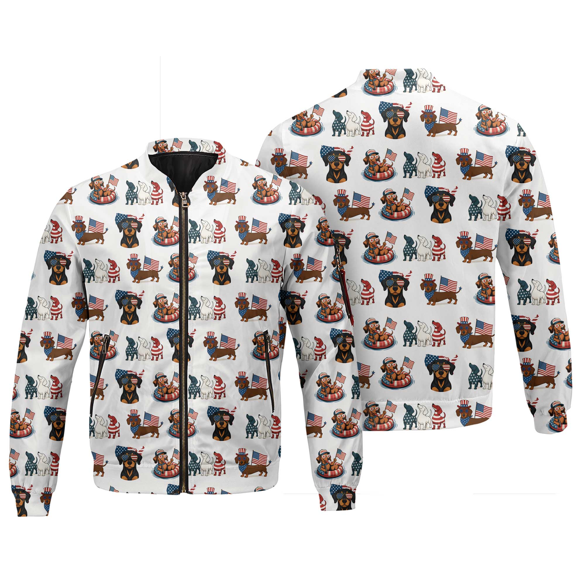 American Flag and Cute Dachshund Pattern Polo, Dachshund Shirt, Wiener Dog T Shirt